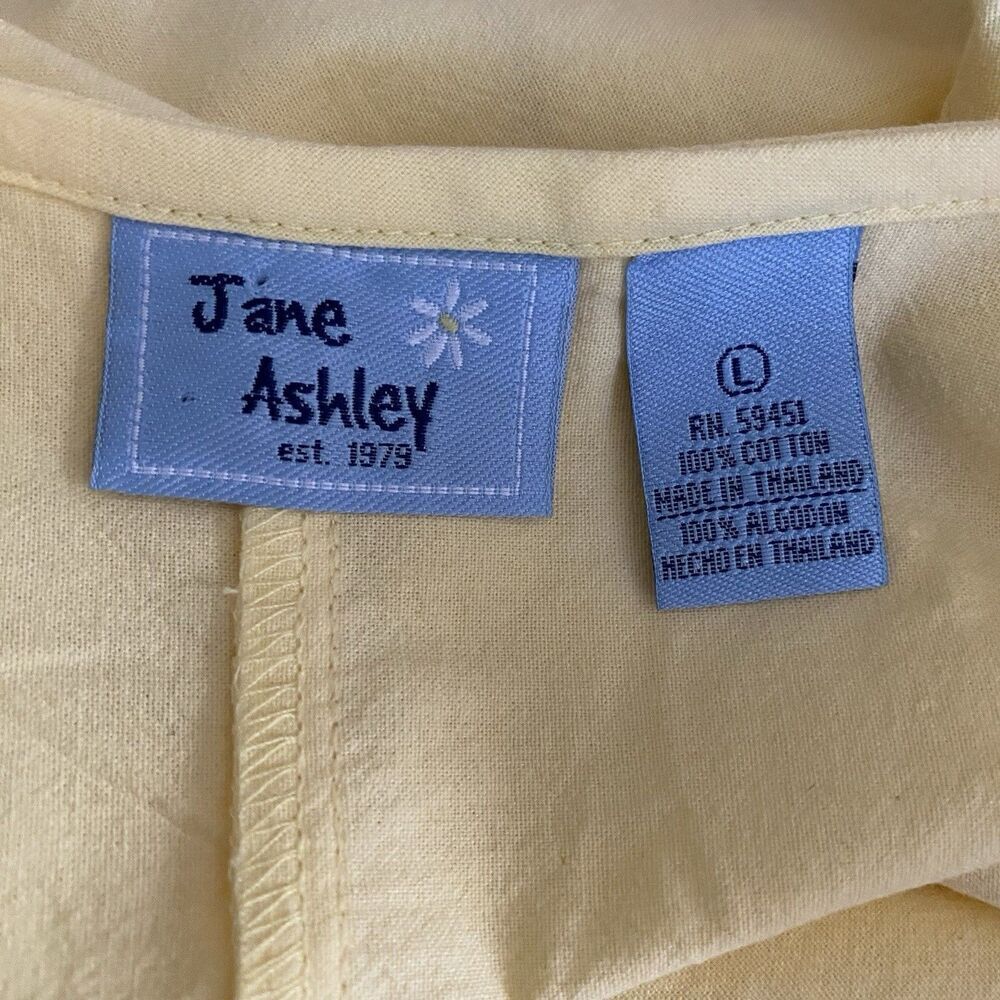 Vtg Jane Ashley Dress Size Large Yellow Fruit Tropical Resort Vacation Beaded - Picture 6 of 7